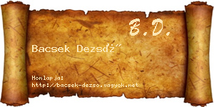 Bacsek Dezső névjegykártya